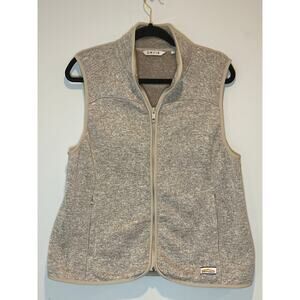 Womans Orvis Fleece Full Zip Vest Tan/Beige Size Large